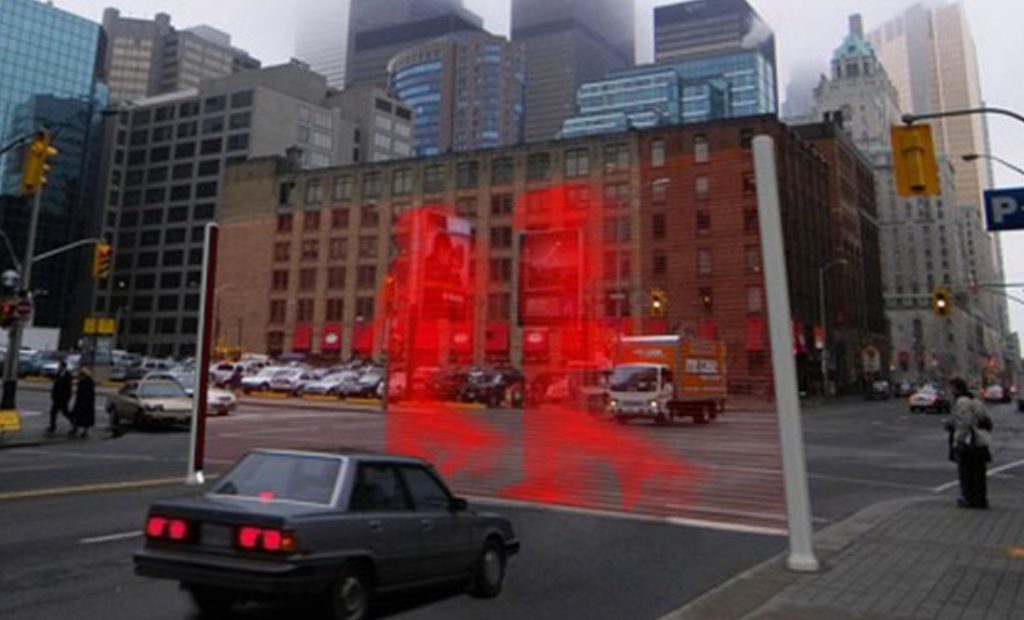 Laser wall pedestrian crossings