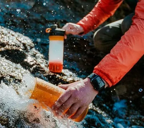 A purifying water bottle