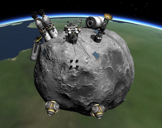 Create space refuelling and resupply stations on asteroids