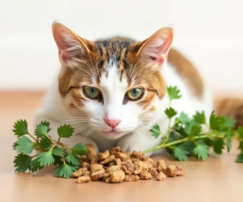 Catnip-flavoured cat food