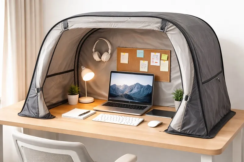Foldable privacy tents for desks