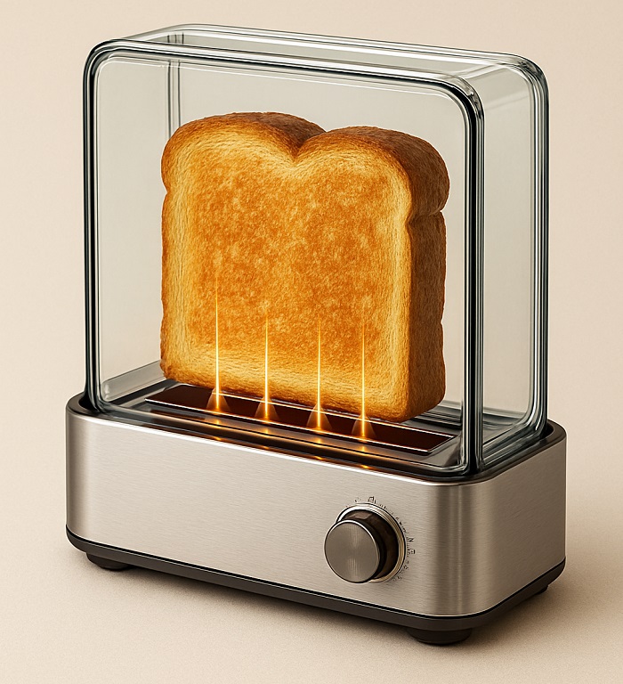A glass toaster