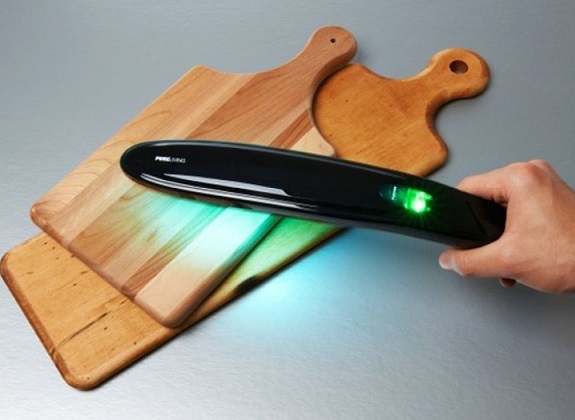 A cutting board that comes with an UV sanitization system