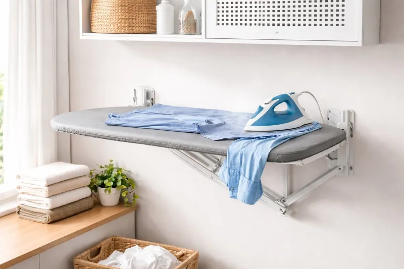 A wall-mounted folding/ironing board