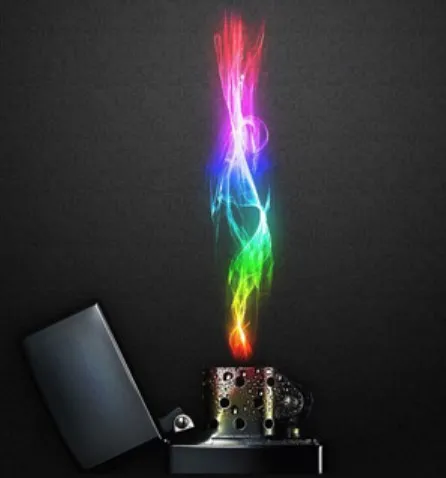 Cigarette lighters that produce multi-coloured flames