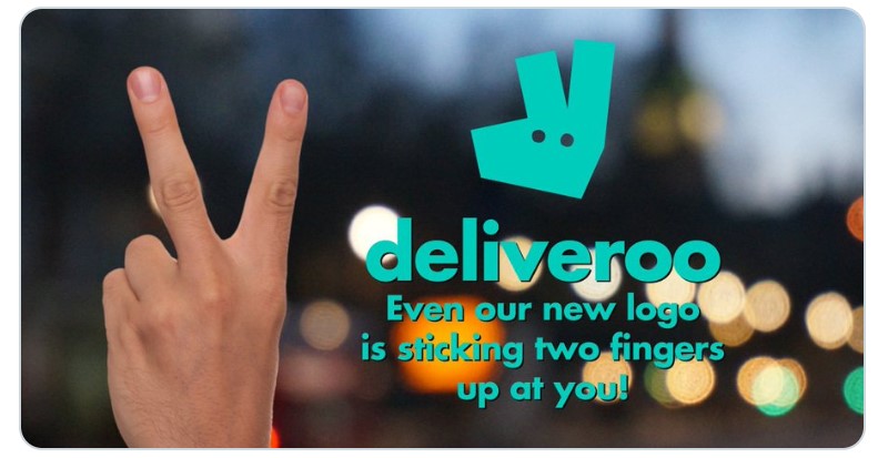 A universal hand sign that warns Deliveroo scooter drivers they are about to be pushed off the pavement