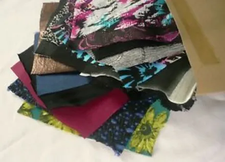 Removable fabric swatches in new garments