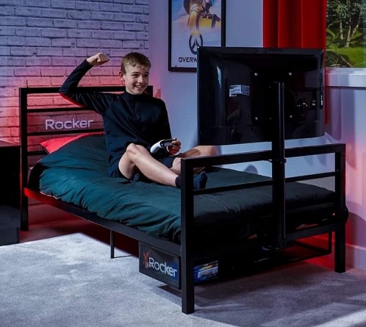 A gaming bed where you can play your favorite games in your pajamas