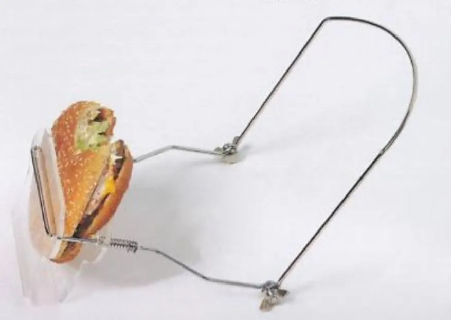 A hands-free sandwich and burger holder