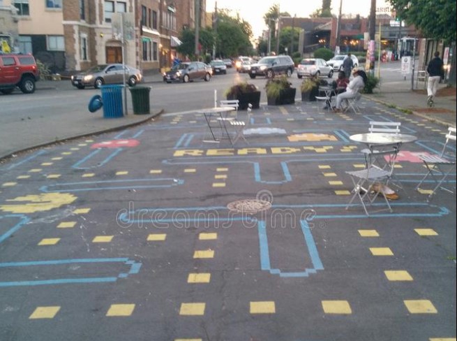 Paint the ground like a Pacman board for skate park / play area chasing games
