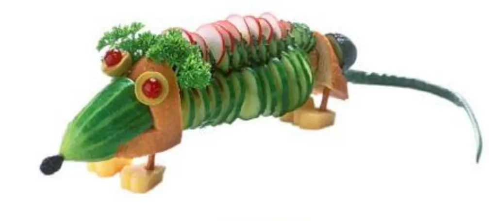 Salad sculpting at school