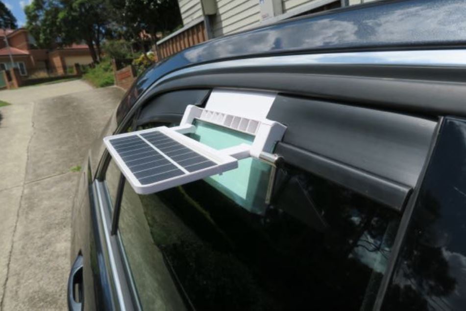 A solar powered car AC unit